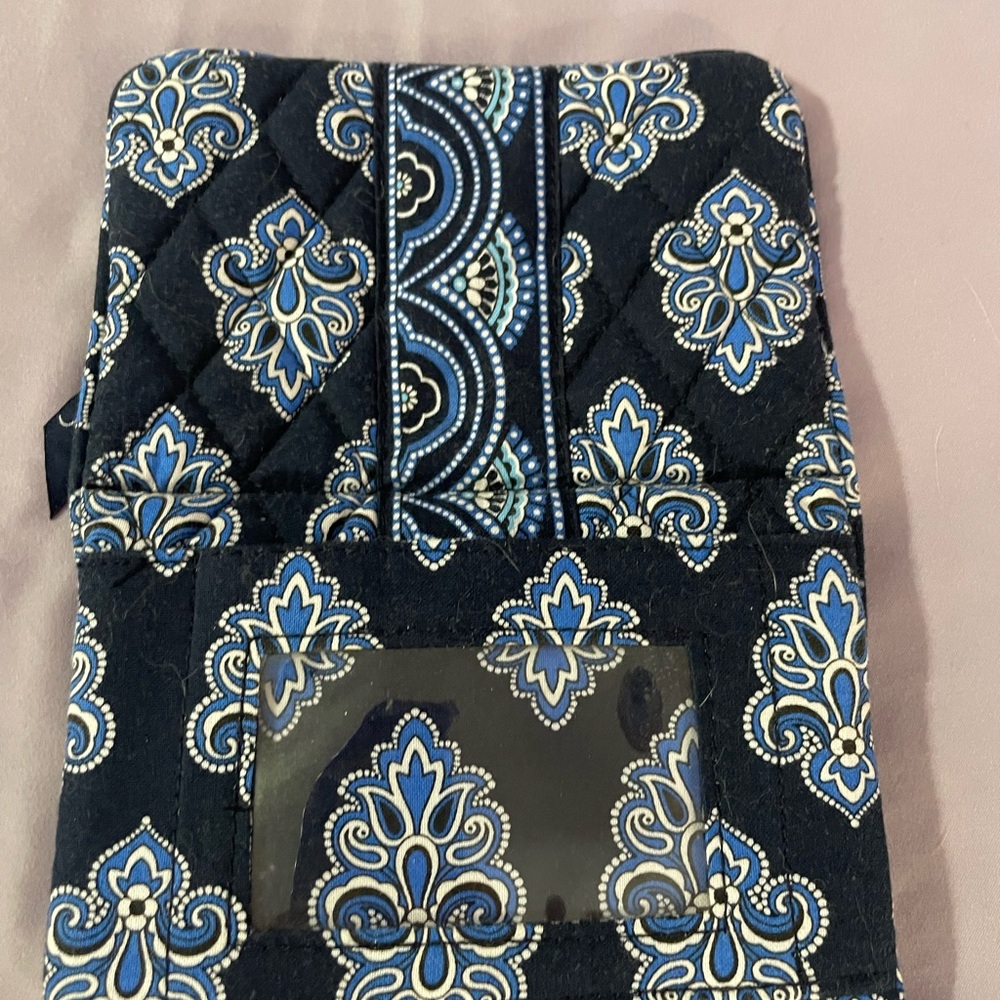 Vtg Vera Bradley Euro Wallet”Retired Calypso Navy Blue Paisley Kiss Lock and Zip - Picture 6 of 9
